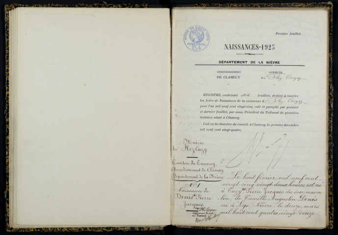 Flez-Cuzy : actes d'état civil.