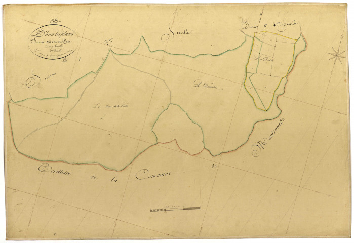 Dun-les-Places, cadastre ancien : plan parcellaire de la section E dite du Parc, feuille 3