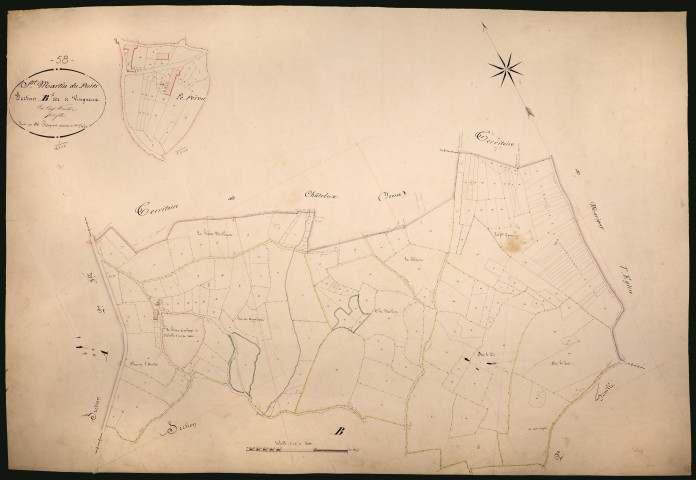 Saint-Martin-du-Puy, cadastre ancien : plan parcellaire de la section B dite de Vésigneux, feuille 1