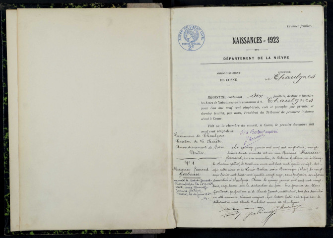 Chaulgnes : actes d'état civil.