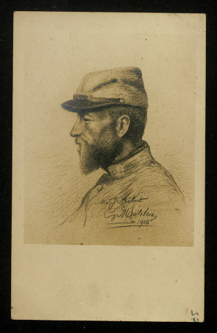 Portrait du soldat J. Robert : reproduction d'un dessin de Gustave Mohler.