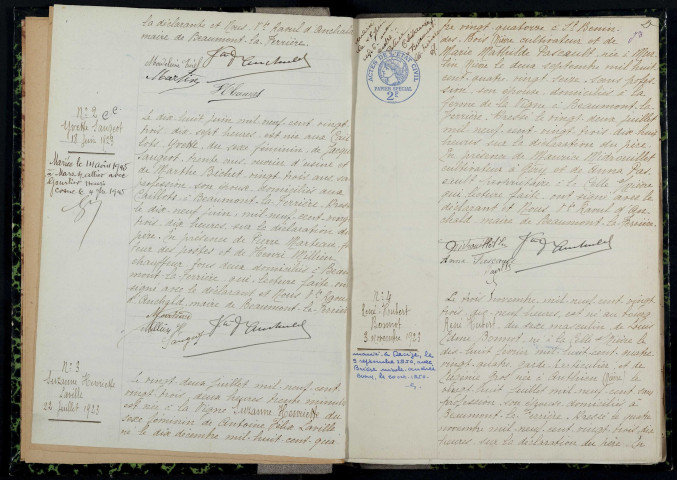 Beaumont-la-Ferrière : actes d'état civil.