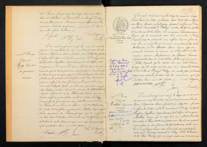 Onlay : actes d'état civil.