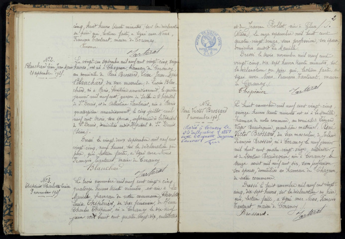 Corancy : actes d'état civil.