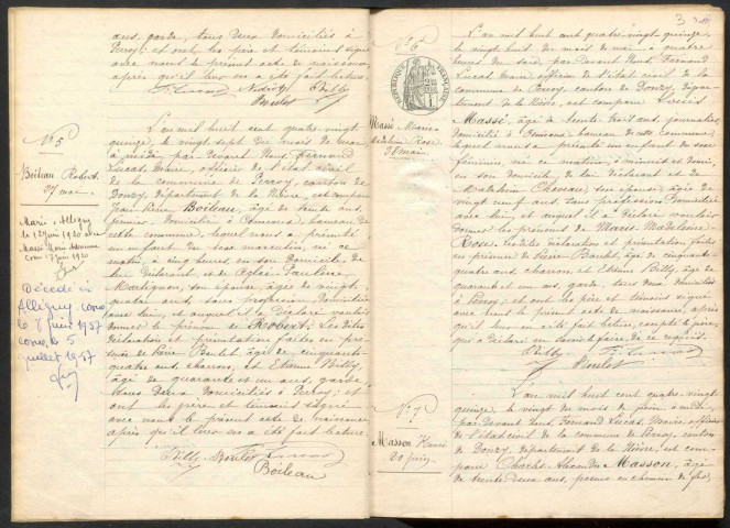 Perroy : actes d'état civil.