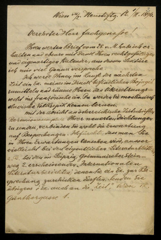 KRAUSS (Friedrich S.), folkloriste à Vienne (Autriche) : 3 lettres, 2 cartes postales illustrées.