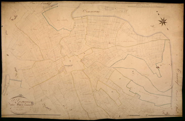 Saint-Germain-des-Bois, cadastre ancien : plan parcellaire de la section A dite de Cervenon, feuille 1