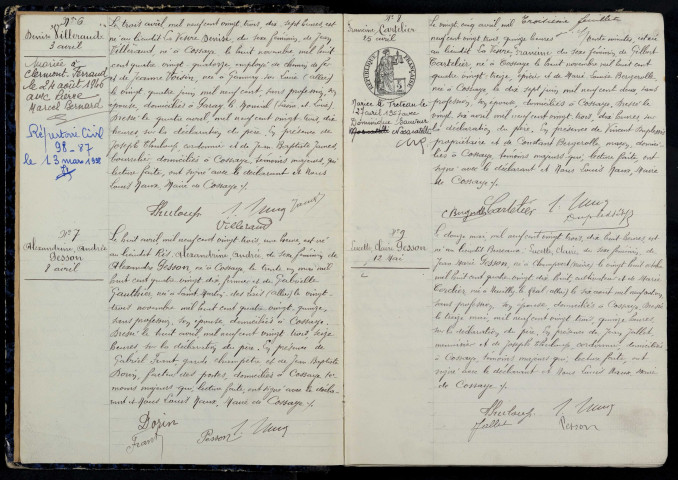 Cossaye : actes d'état civil.