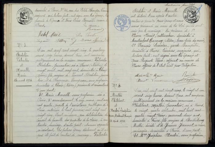 Fours : actes d'état civil.