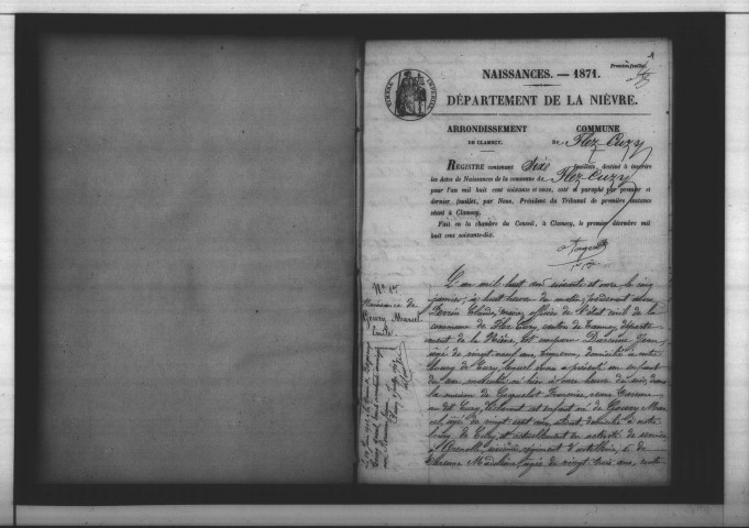 Flez-Cuzy : actes d'état civil.