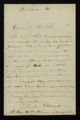 ETIEVAUT (Camille), écrivain (1840-1885) : 4 lettres.