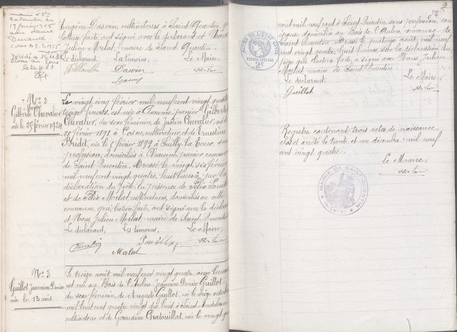 Saint-Quentin-sur-Nohain : actes d'état civil.