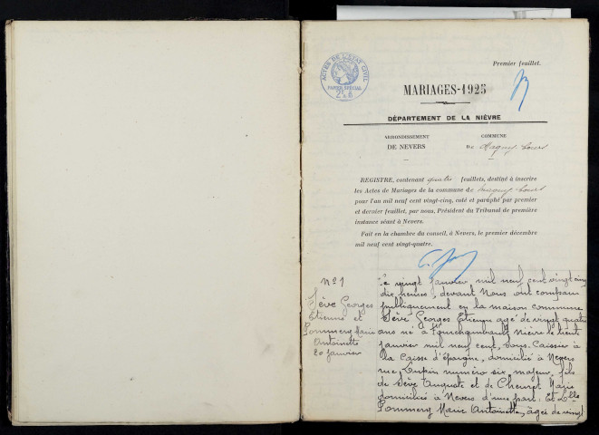 Magny-Cours : actes d'état civil.