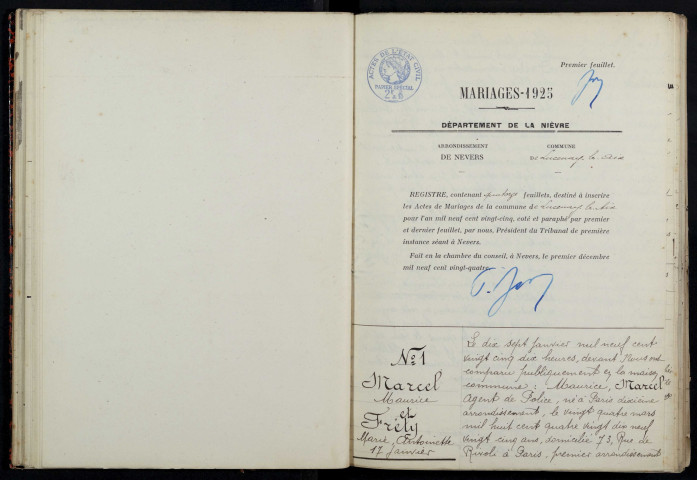 Lucenay-lès-Aix : actes d'état civil (mariages).