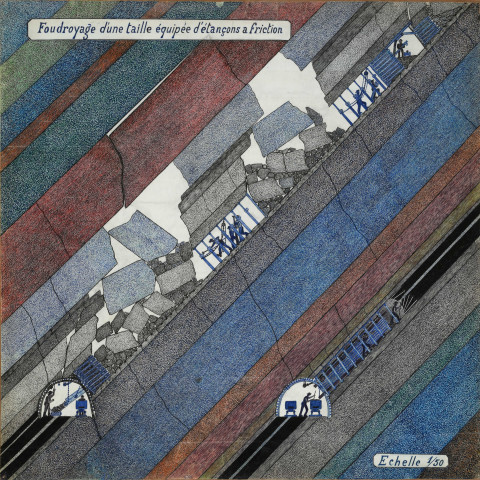 Faille équipée, étançons à friction + montage enlevure bois.