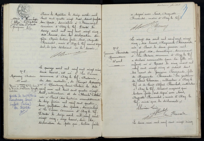 Azy-le-Vif : actes d'état civil.