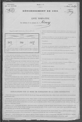 Rouy : recensement de 1901