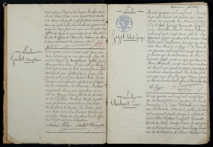 Fourchambault : actes d'état civil (décès).