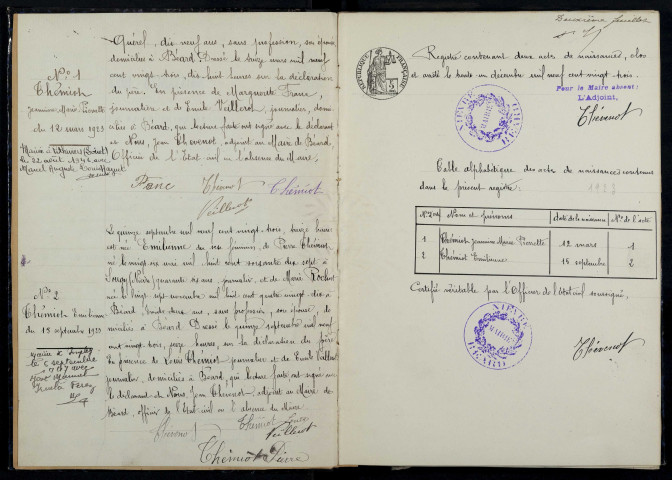 Béard : actes d'état civil.