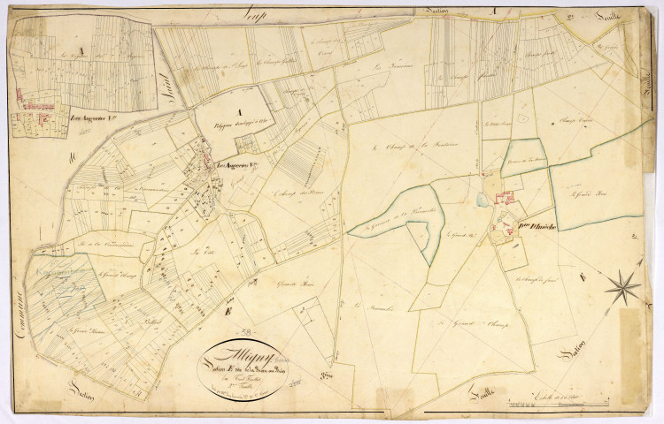 Alligny-Cosne, cadastre ancien : plan parcellaire de la section E dite de la Brosse au Brin, feuille 2