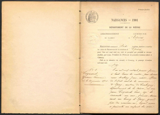 Epiry : actes d'état civil.