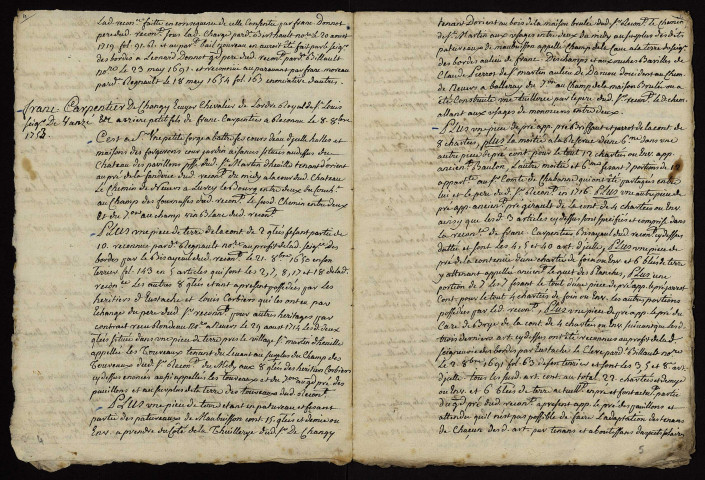 Fief des Bordes à Urzy : extrait du terrier établi par le notaire Boury.