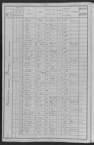 Menestreau : recensement de 1906