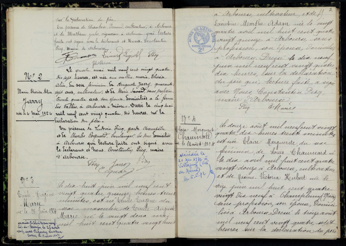 Arbouse : actes d'état civil.