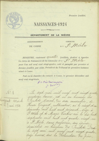 Saint-Malo-en-Donziois : actes d'état civil.