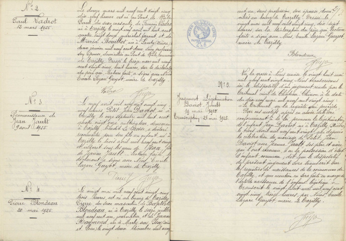 Tazilly : actes d'état civil.