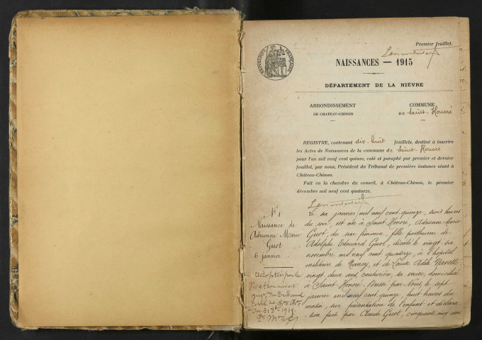 Saint-Honoré-les-Bains : actes d'état civil.