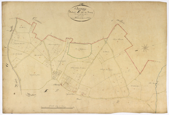 Aunay-en-Bazois, cadastre ancien : plan parcellaire de la section E dite du Bourg, feuille 4