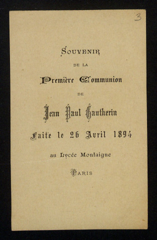 GAUTHERIN (Jean-Paul), fils de Jean Gautherin : 1 lettre, 1 texte imprimé.