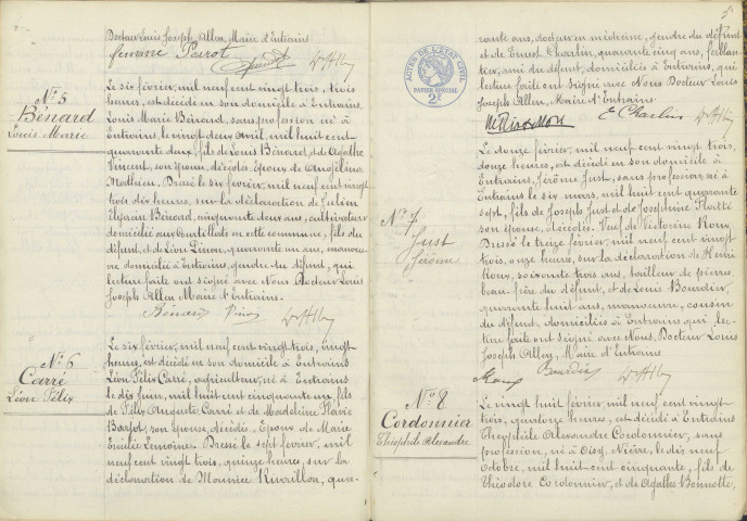 Entrains-sur-Nohain : actes d'état civil (décès).