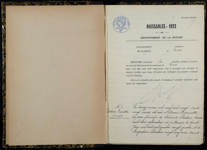 Nuars : actes d'état civil.