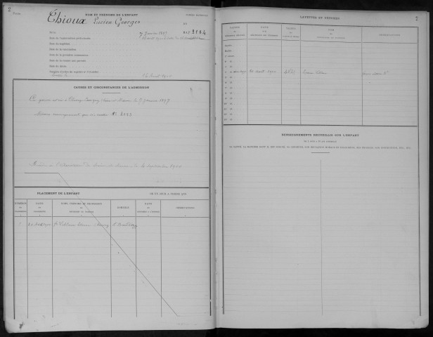 Enfants abandonnés, admission de 1900 à 1902 : registre matricule des n° 2183 à 2405.