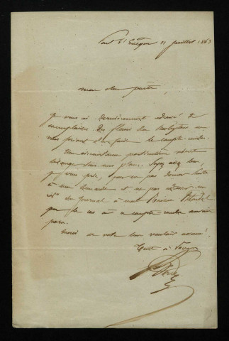 BORDES (Adolphe), poète à Pont-l'Évêque (Calvados) (né en 1806) : 3 lettres.