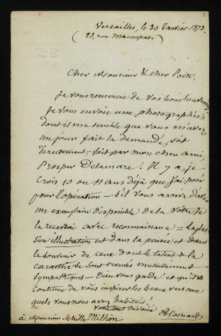 COSNARD (Alexandre), poète à Versailles : 2 lettres.