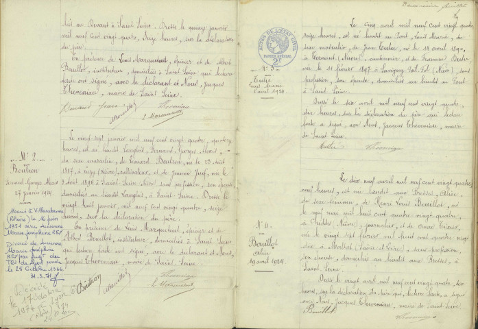 Saint-Seine : actes d'état civil.