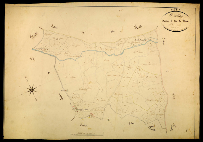Onlay, cadastre ancien : plan parcellaire de la section D dite de Brion, feuille 2