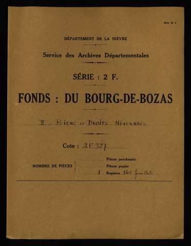 Terrier de la seigneurie de Traizaigle (Troisaigues) en la paroisse de Cigogne à La Fermeté, pour Jean de Colon et Catherine de La Tournelle dit de Maison Comte, seigneur et dame dudit lieu, dressé par Pierre, Guy et Jean Bichin, notaires royaux, désignés à cet effet par Me Guillaume Coquille, licencié en lois, lieutenant général du bailli de Saint-Pierre-le-Moûtier.
