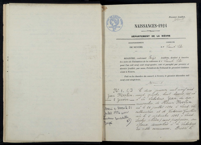 Saint-Éloi : actes d'état civil.