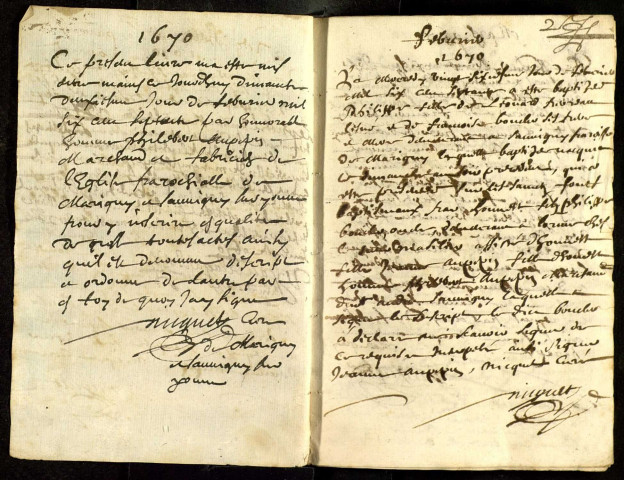 Marigny-sur-Yonne : registres paroissiaux.