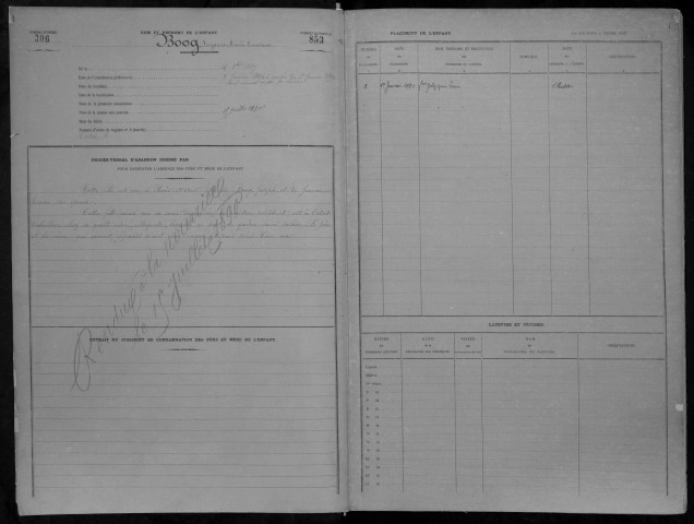 Enfants abandonnés, admission de 1890 à 1891 : registre matricule des n° 853 à 1050.