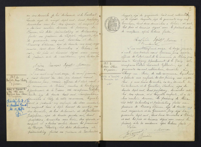 Mhère : actes d'état civil.