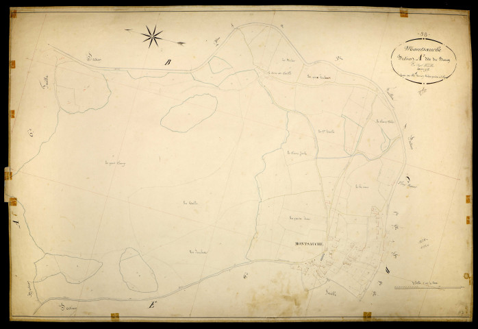 Montsauche-les-Settons, cadastre ancien : plan parcellaire de la section A dite du Bourg, feuille 7