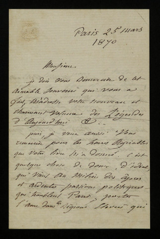 ANCELOT (Virginie), écrivain (1792-1875) : 3 lettres.