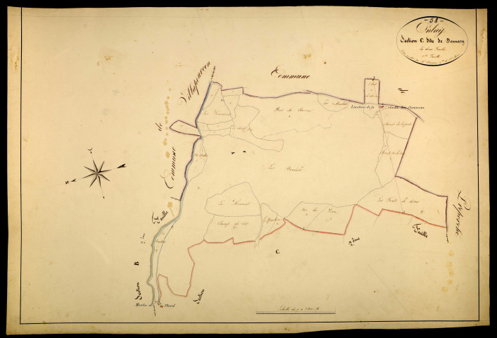 Onlay, cadastre ancien : plan parcellaire de la section C dite de Dennecy, feuille 1