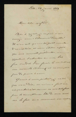DESROUSSEAUX (Alexandre), chansonnier à Lille (1820-1892) : 3 lettres.