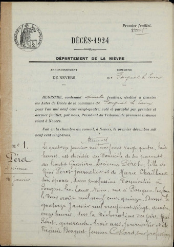 Pougues-les-Eaux : actes d'état civil (décès).